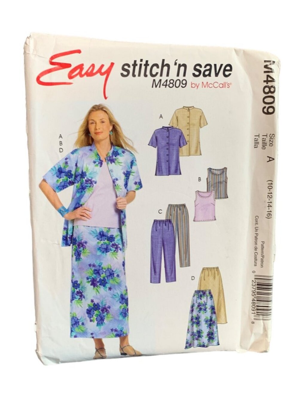 McCalls M4809 Shirt Skirt Pant Sewing Pattern Size 10-12-14-16 Uncut